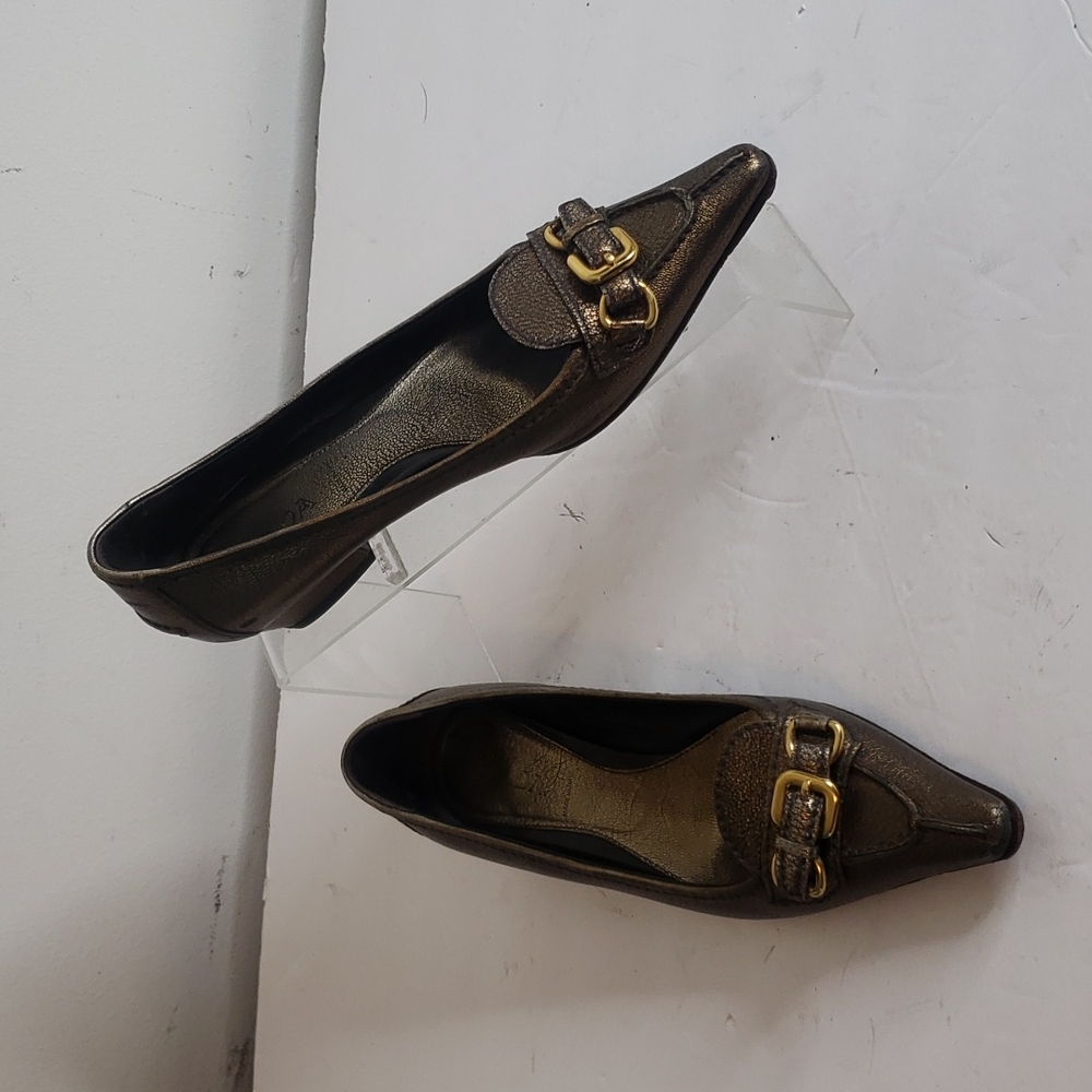 Prada Buckle Gold Shimmer Shoe Size 7 (38) - Picture 1 of 7
